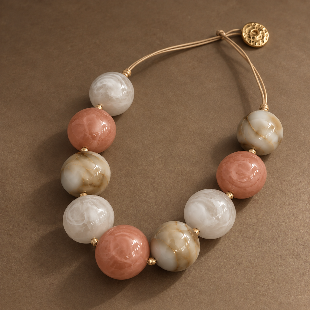 Blushy Marble Chunky Necklace