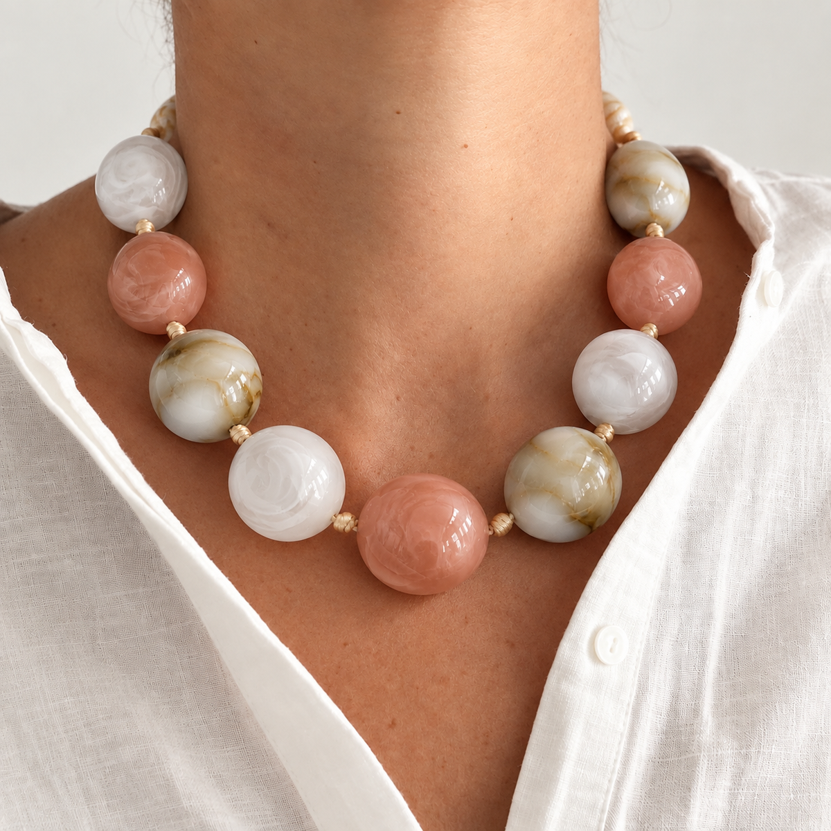 Blushy Marble Chunky Necklace