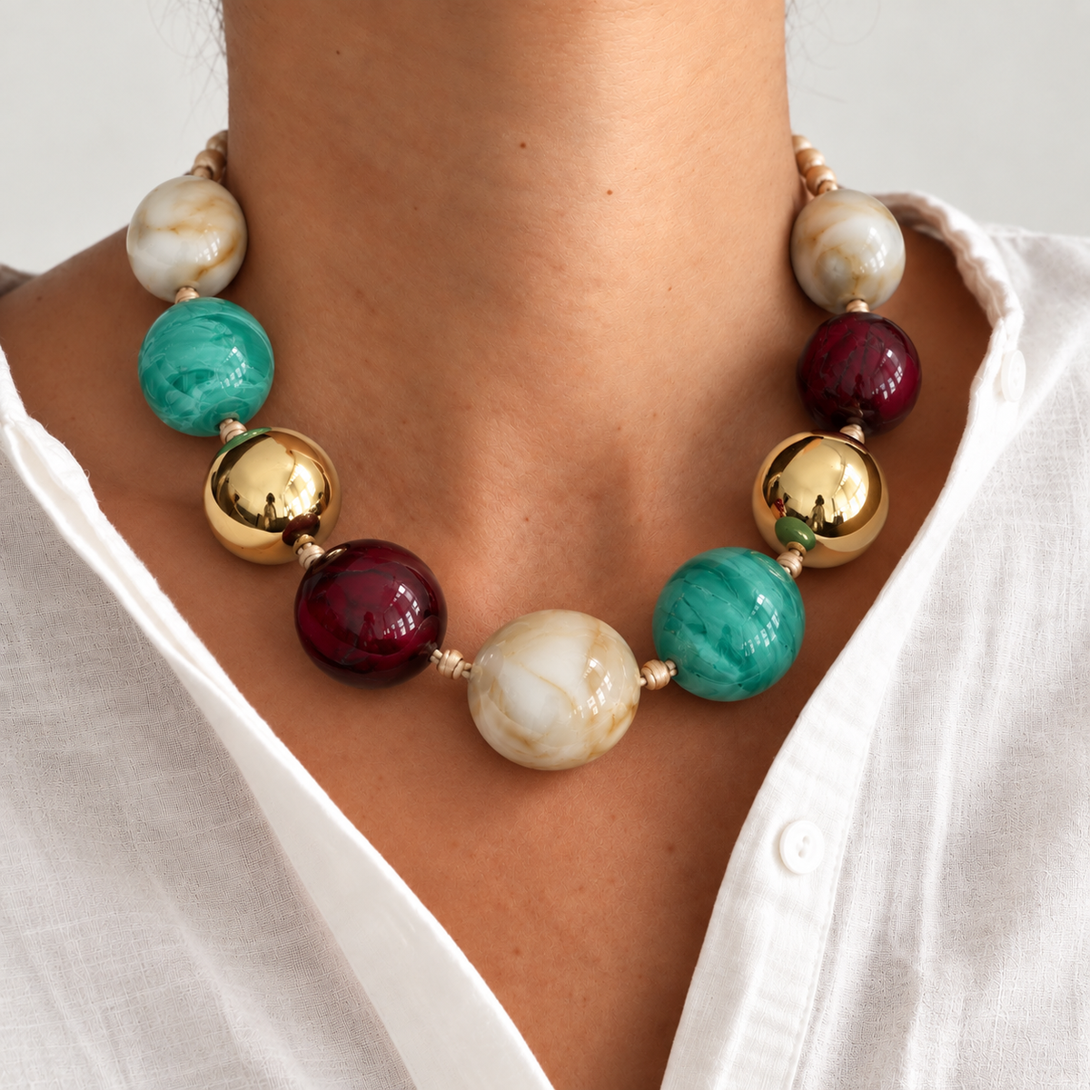 Golden Gemstone Chunky Necklace