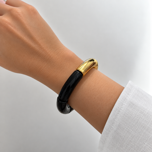 Black Half & Half Bangle