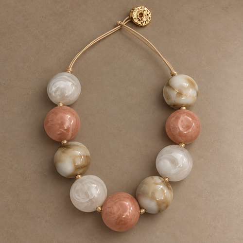 Blushy Marble Chunky Necklace