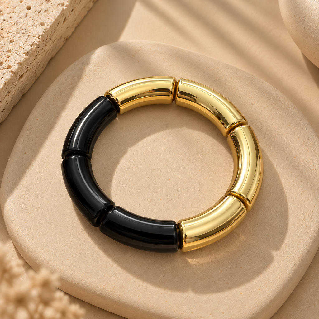 Black Half & Half Bangle